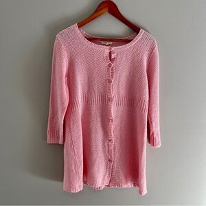 Eileen Fisher Pink 100% Hemp Button Front Sweater Size Petite Medium